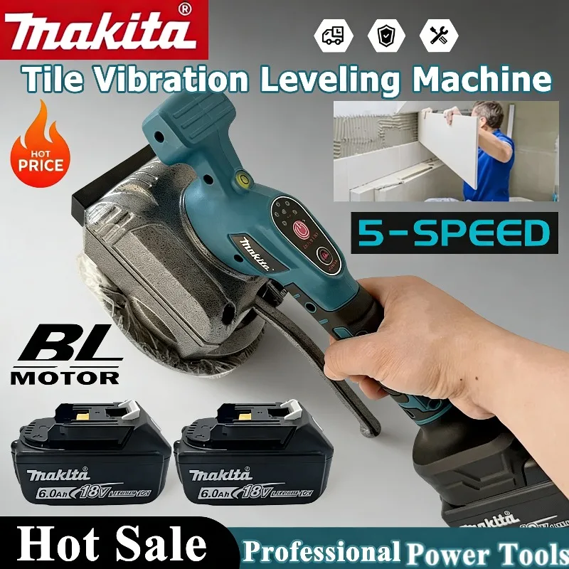 

Вибрационный инструмент для укладки плитки Makita, беспроводной, 5-скоростной, с регулировкой, для установки плитки на стены и полы, работает от батареи 18В.