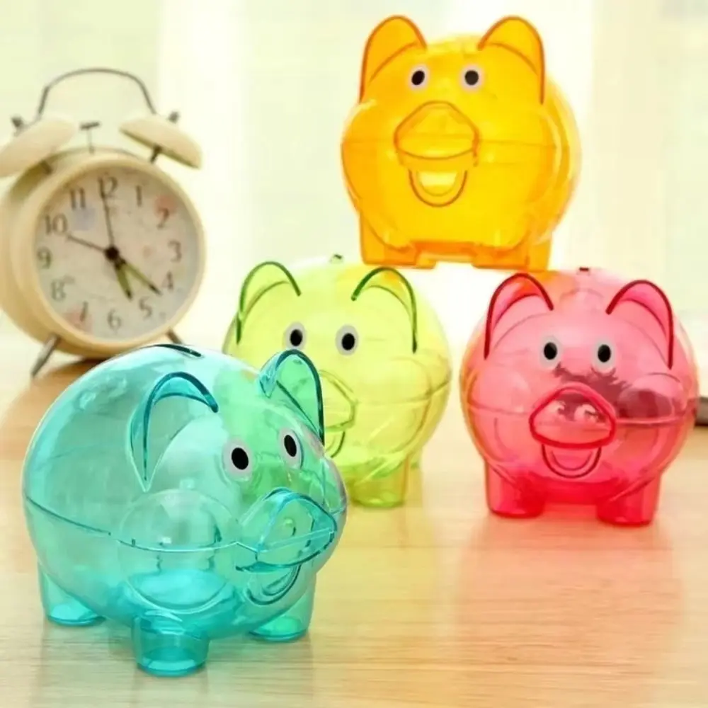 New Pig Shape Piggy Bank Transparent Reusable Storage Bottl Money Saving Box for Helps The Habit of Saving