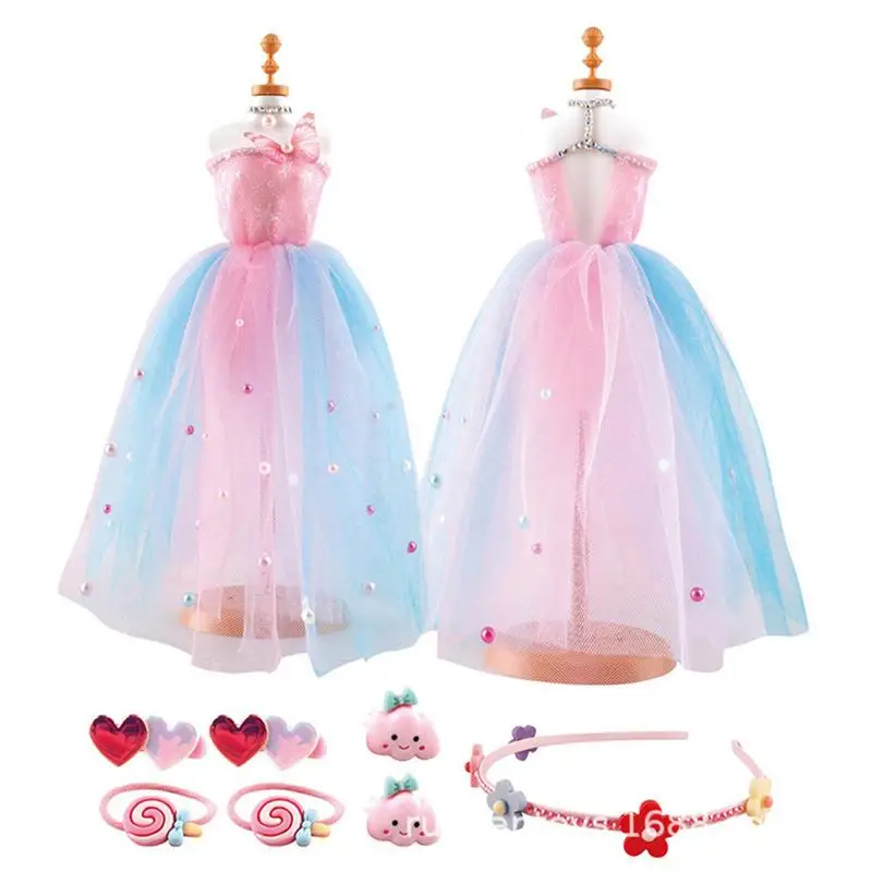 Doll Clothing Design Kit Children Pretend Cute Playset Enhance Hands-On Ability Colorful Fashion Design Kit for 11.5-Inch Dolls