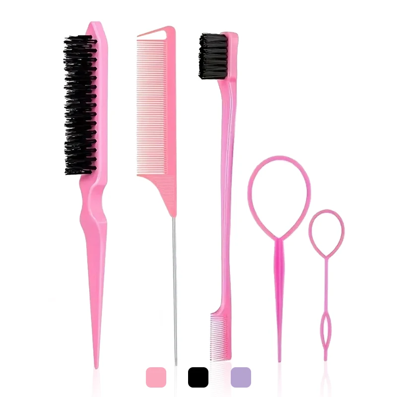 DIY Hair Styling Tools Set Hair Brush Braiding Tool Kit Including Hair Styling Comb Rat Tail Comb Edge Brush Teasing Hair Brush