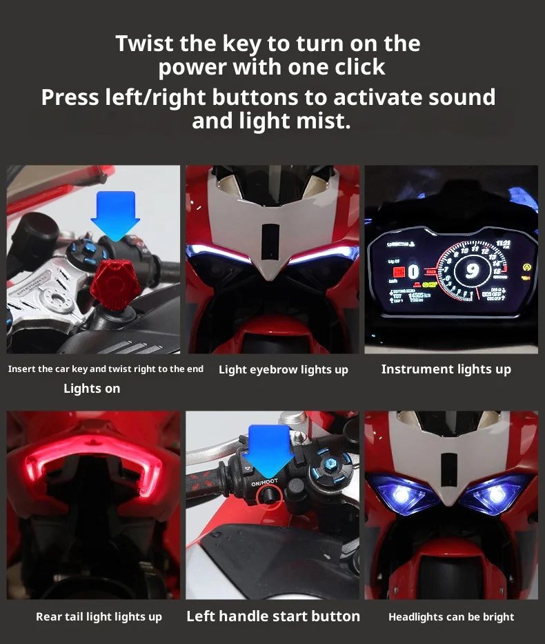 Ducati V4R Motorradmodell mit Zündfunktion – Jungen-Geschenk, Legierungsmotorrad-Figur, Ornament, Spielzeugauto – Detail 5