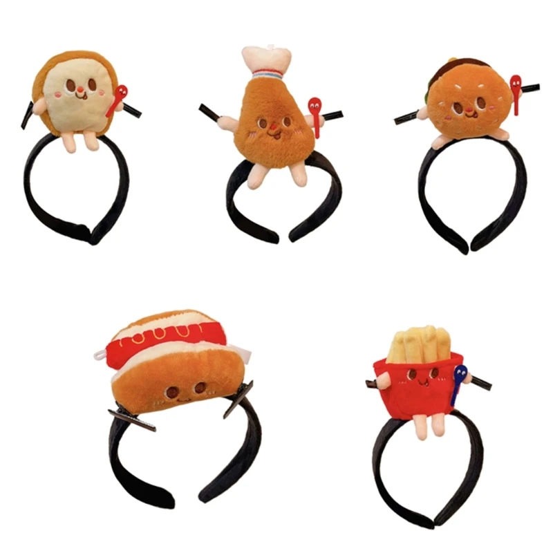 Cartoon Plush Hairhoop Lovely Hamburger Hairband Holiday Party Props Headdress Adult Festival Hairhoop Head Accessories K3KF