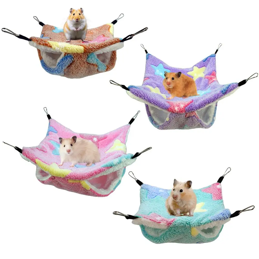 Doppellagige Kleintier-Hängematte, Weiches Flanell-Hängebett für Hamster, Meerschweinchen, Zuckerschweinchen, Haustierbedarf – Detail 15