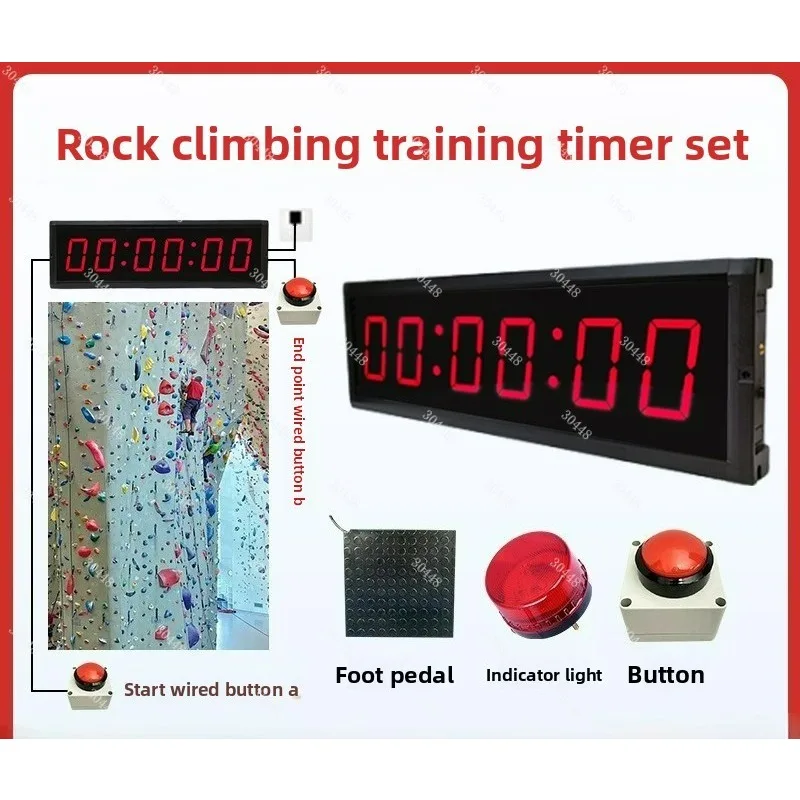 LED Large Display Timer Stopwatch Waterproof Metal Housing Hand Button Foot Pedal for Climbing Training Competition
