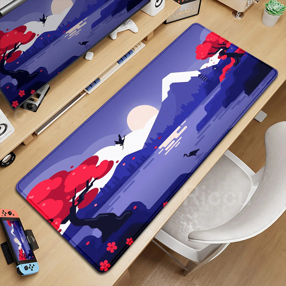 

Japan Sakura Fujiyama Gamer Mouse Pad XXL Decoration Mechanical Keyboard Deskmat Gaming Office Rug Pc Protector Mausepad Deskmat