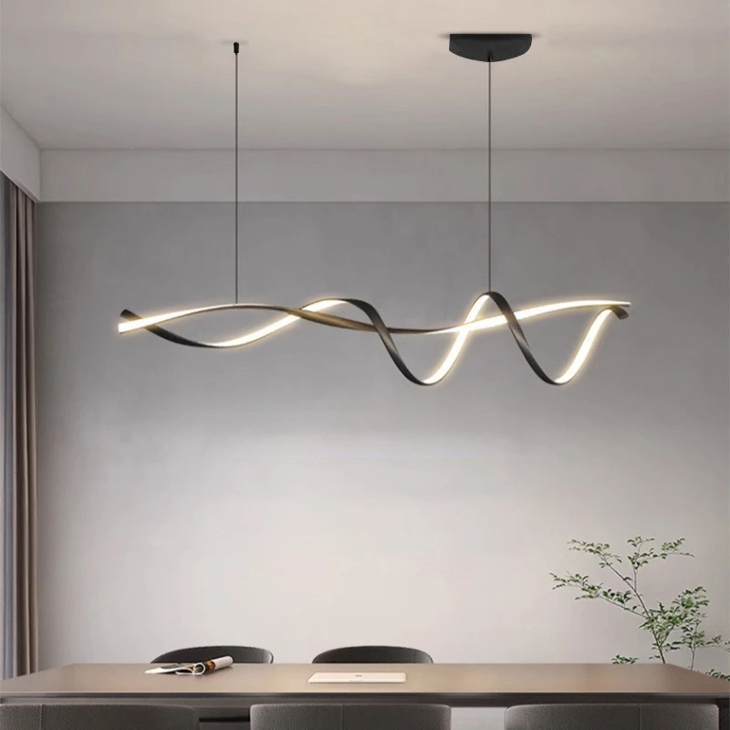 Modern Minimalist Restaurant Long Line Pendant Lights Designer Creativity Cafe Office Living Room Art Study LED Ceiling Lights