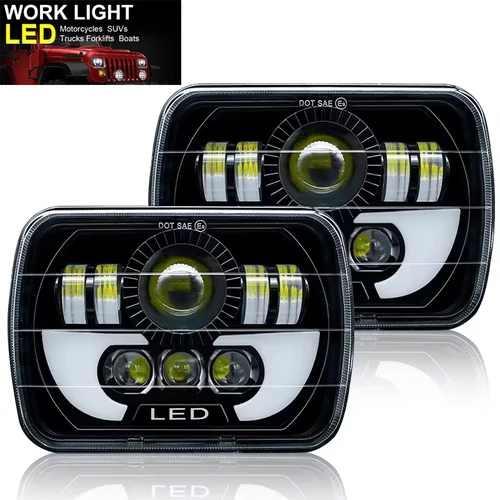 Luz Led H4 de 7 pulgadas para Jeep Wrangler, Toyota, Nissan, Ford, faro cuadrado todoterreno, montaje de señal de giro DRL 7x6, haz alto-bajo de 5x7 pulgadas