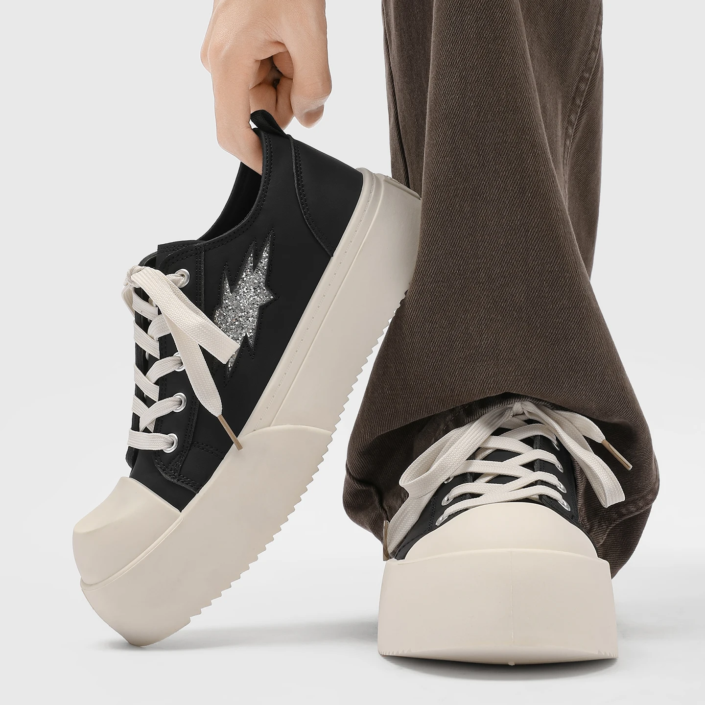 

Мужские туфли дерби — черные деловые повседневные кроссовки на платформе с высоким берцем в американском стиле, повседневная спортивная обувь