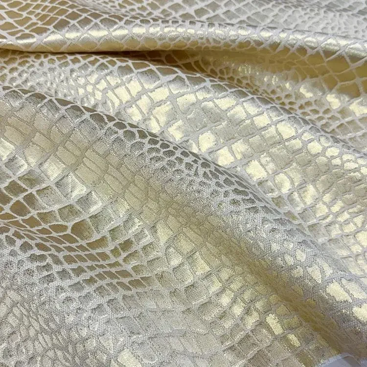 Light Gold Embossed Jacquard Fabric Design Sewing Material Wedding Dress Garment Fabric Wide 145cm Sold By The Meter