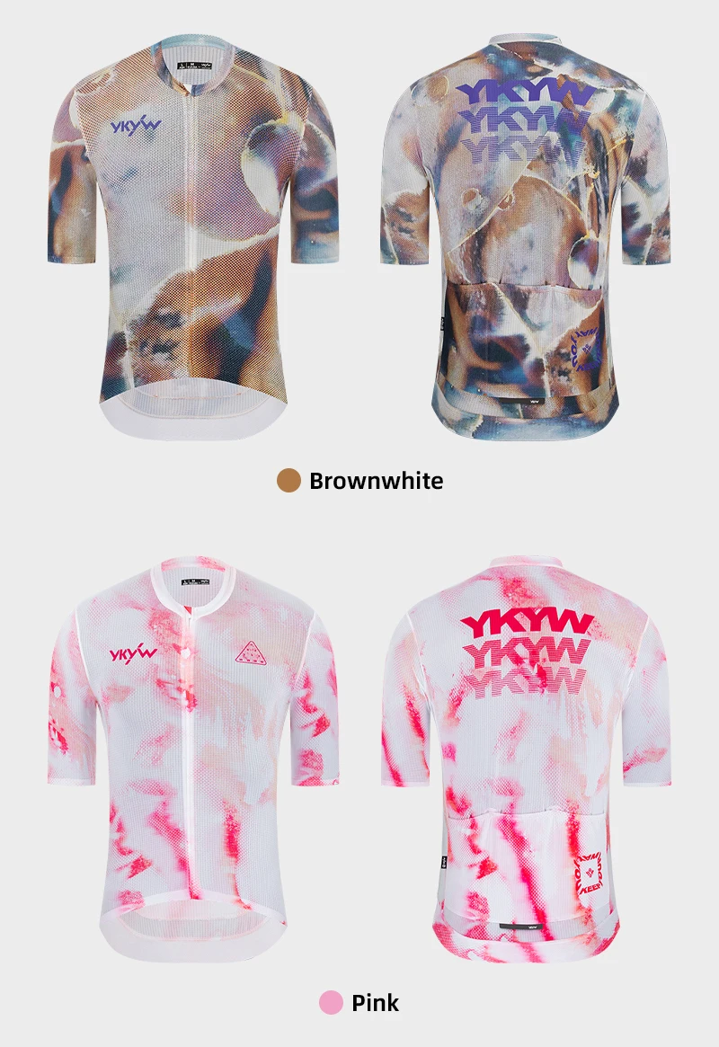 YKYWBIKE Herren Radtrikot Kurzarm Sommer Rennrad Kurzes Shirt Fahrrad-Oberteil MTB Maillot Ciclismo Kleidung Farbverlauf – Detail 17