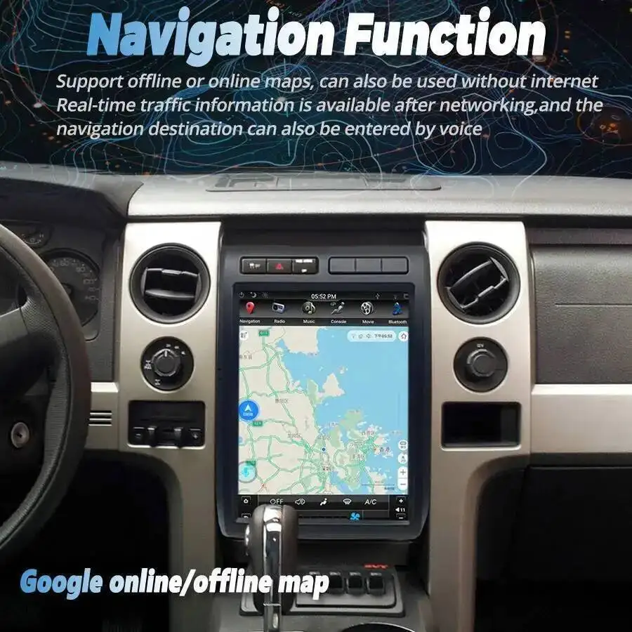 Auto Multimedia Video Player Vertical Screen For Ford F150 F-150 Raptor 2009-2012 12.1'' NAVI Android 15 Radio Navi GPS Stereo