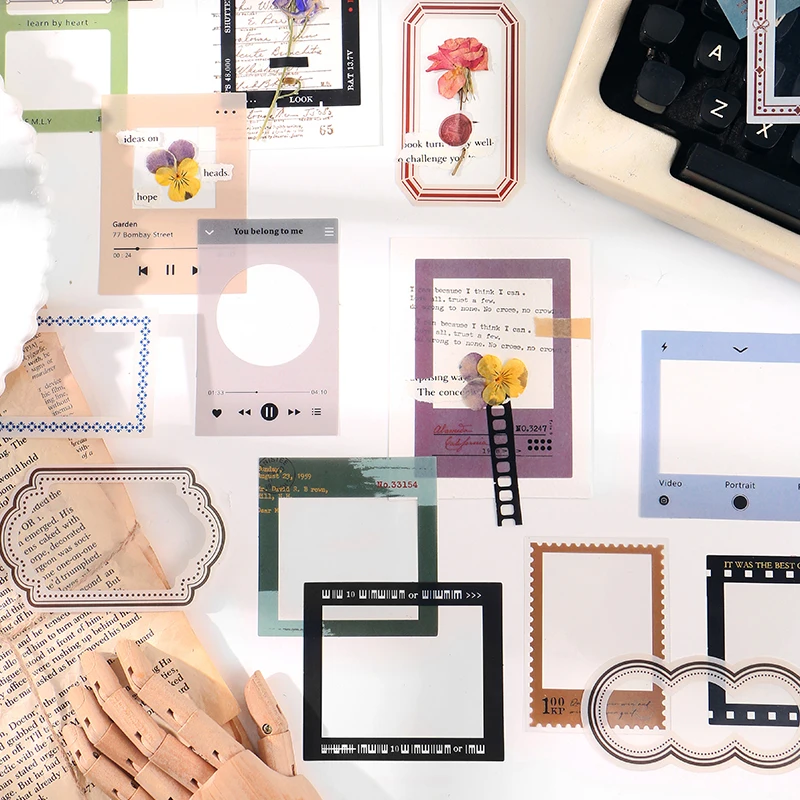 15Sheets Per Pack PET sticker pack Time Boundary Hand account photo frame Material Decorative stickers Scrapbooking 135*80MM