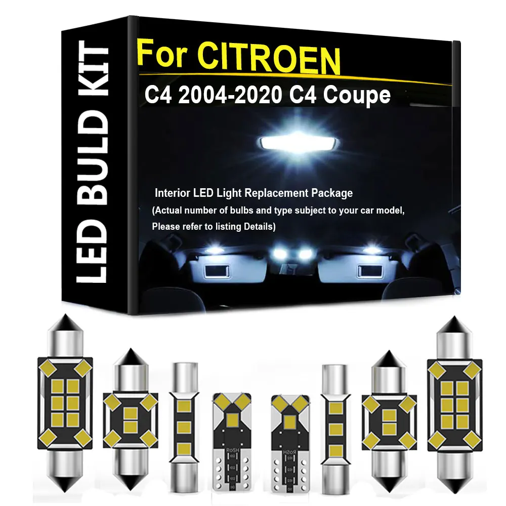 ABRIGHT Complete LED Interior Dome Foot Light Kit For CITROEN C4 2004-2020 C4 Coupe 2004-2013 Error Free