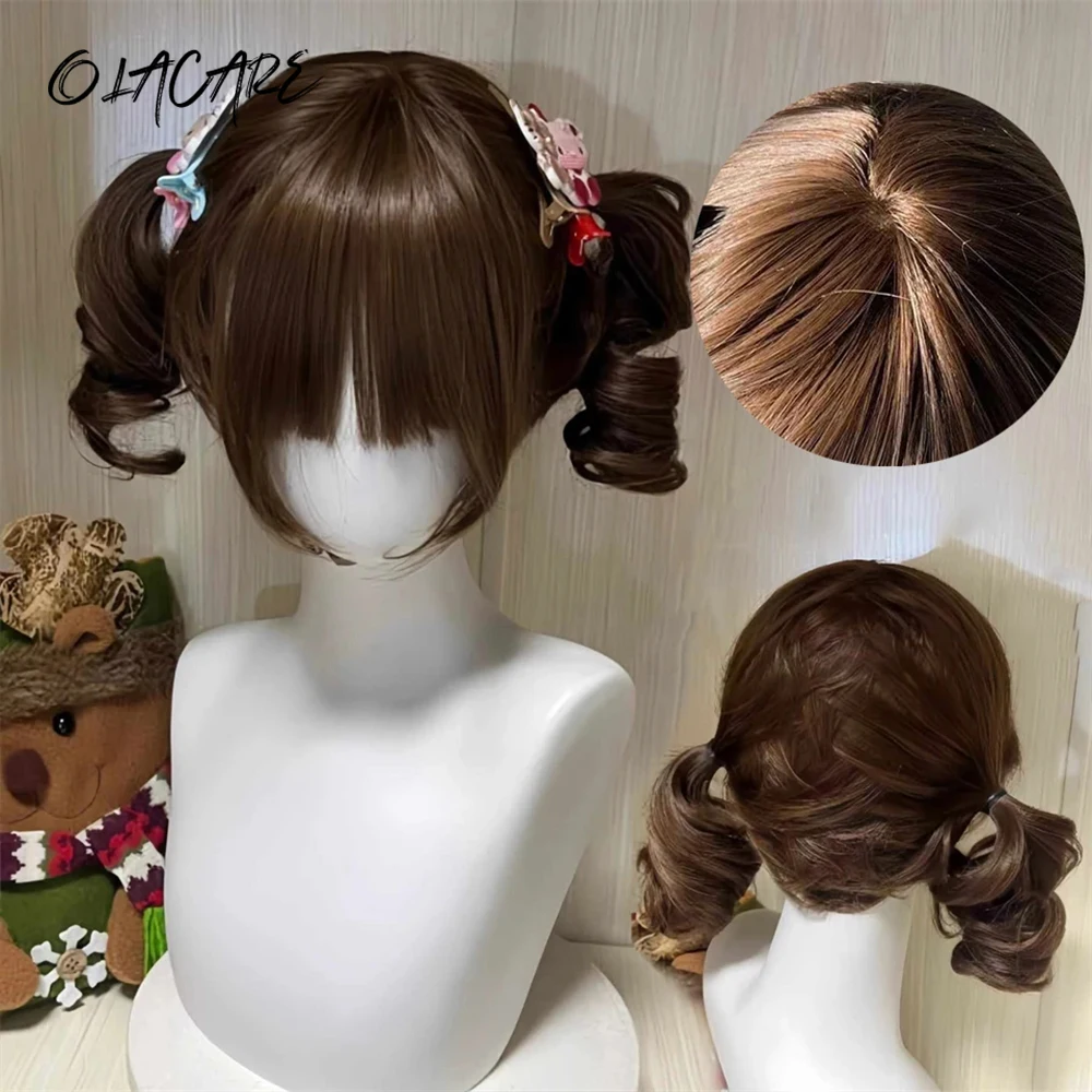 OLACARE Synthetic BOBO White Yellow Pink Blue Wigs Short Natural Wave Hair Wig For Women Party Daily Heat Resistant