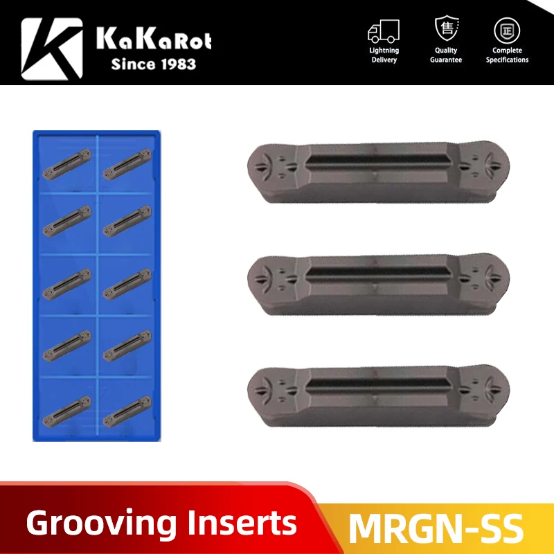 

KaKarot 10pcs Carbide Insert Stainless Steel MRGN300 M MRGN200 MRGN300 MRGN400 MRGN500 M Slot Grooving YT15TF LatheCNC Cutter