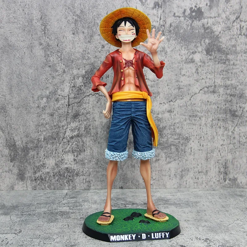 42cm One Piece Anime Characters Confidence Smiley Luffy Three Forms Change Face Doll Action Doll Model Statue Toy Set Gifts