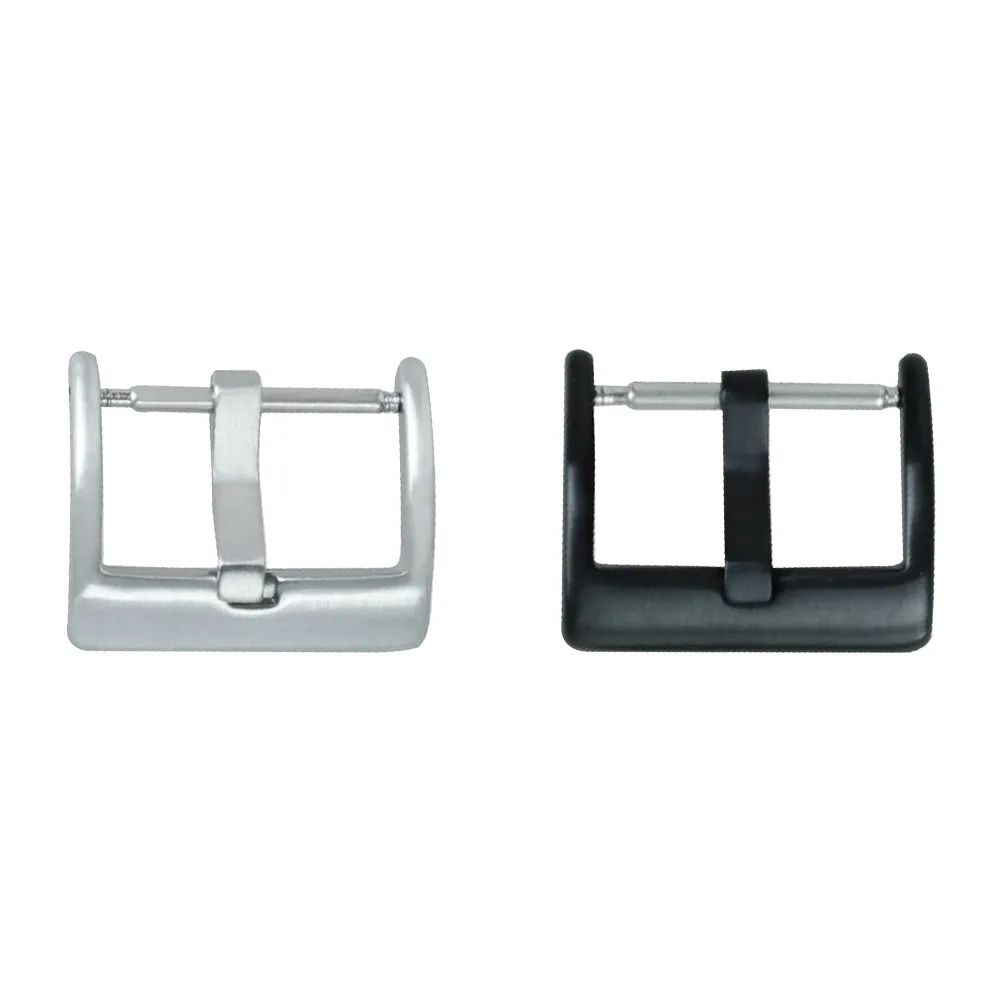 2Pcs Watch Band Clasp Stainless Steel Buckle Replacement for Silicone Electronic Straps 20Mm Silver Black