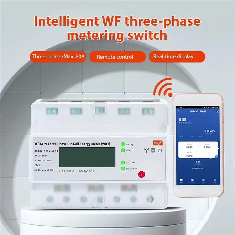BTLIFE-Smart Electricity Meter TUYA WIFI Remote Prepaid Electricity Meter 3-Phase Rail Type Home Rlectricity Meter