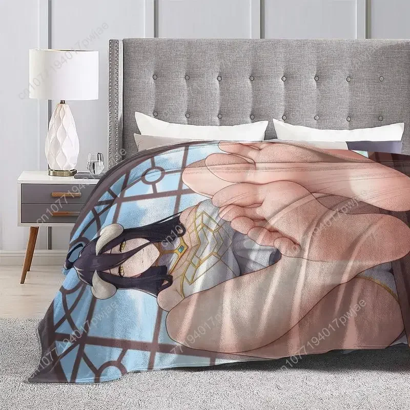[Cozy Albedo Anime Blanket] Soft Cozy 1pc Albedo Anime Theme Flannel Blanket Print Cartoon Foot Custom blankets