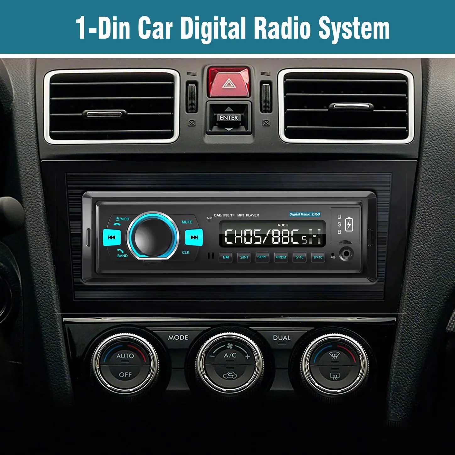 1Din Car Radio DAB Digital Radio Dual USB FM MP3 BALANCE Hands-Free USB Bluetooth 4.2 WMV APE EQ TF Card U-Disk