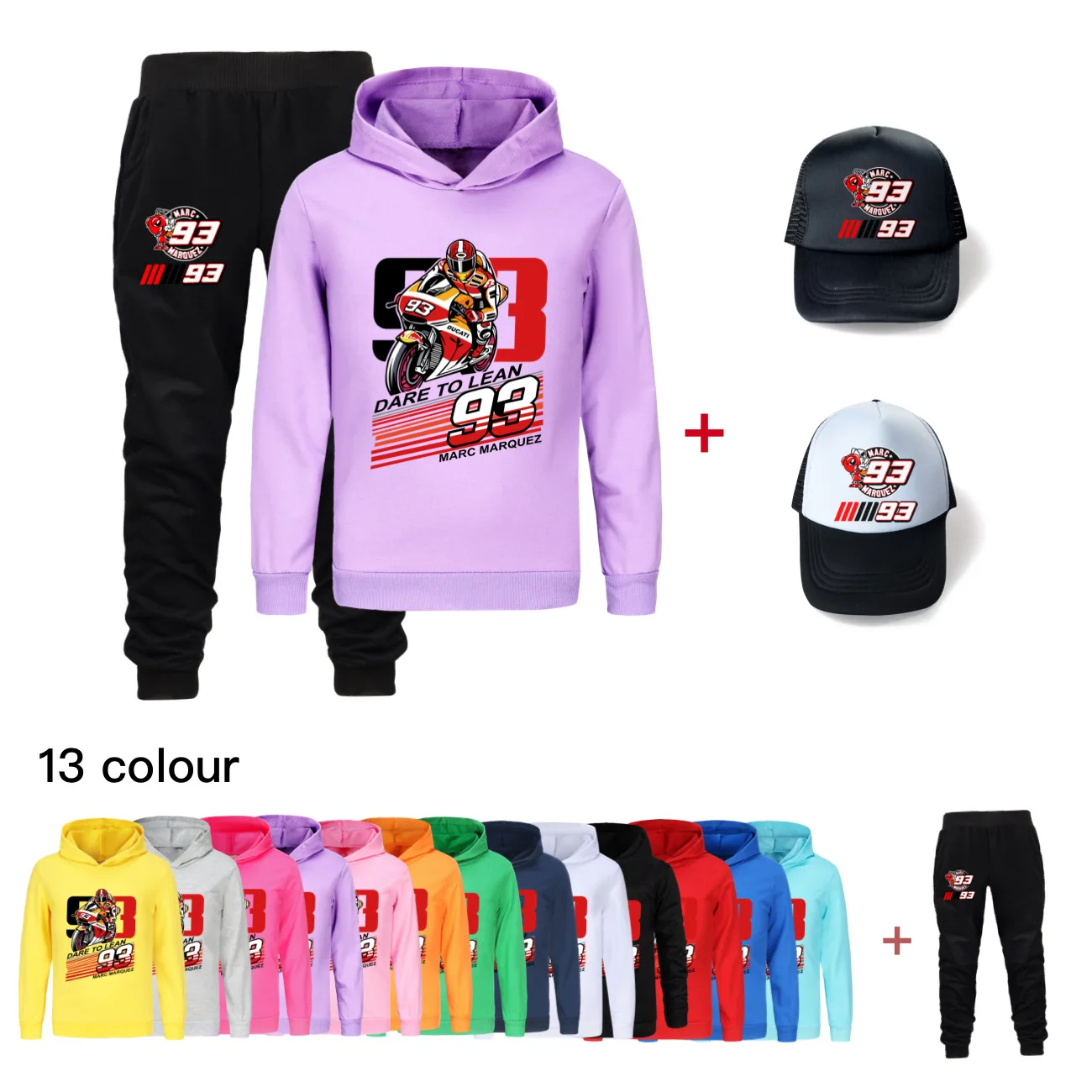 

Kids Hoody Marquez Motorcycle Sweatshirt + Jogging Pants + Hat 3pcs Sets Boys Cartoon Hoodies Teenager Girls Casual Outfits4818