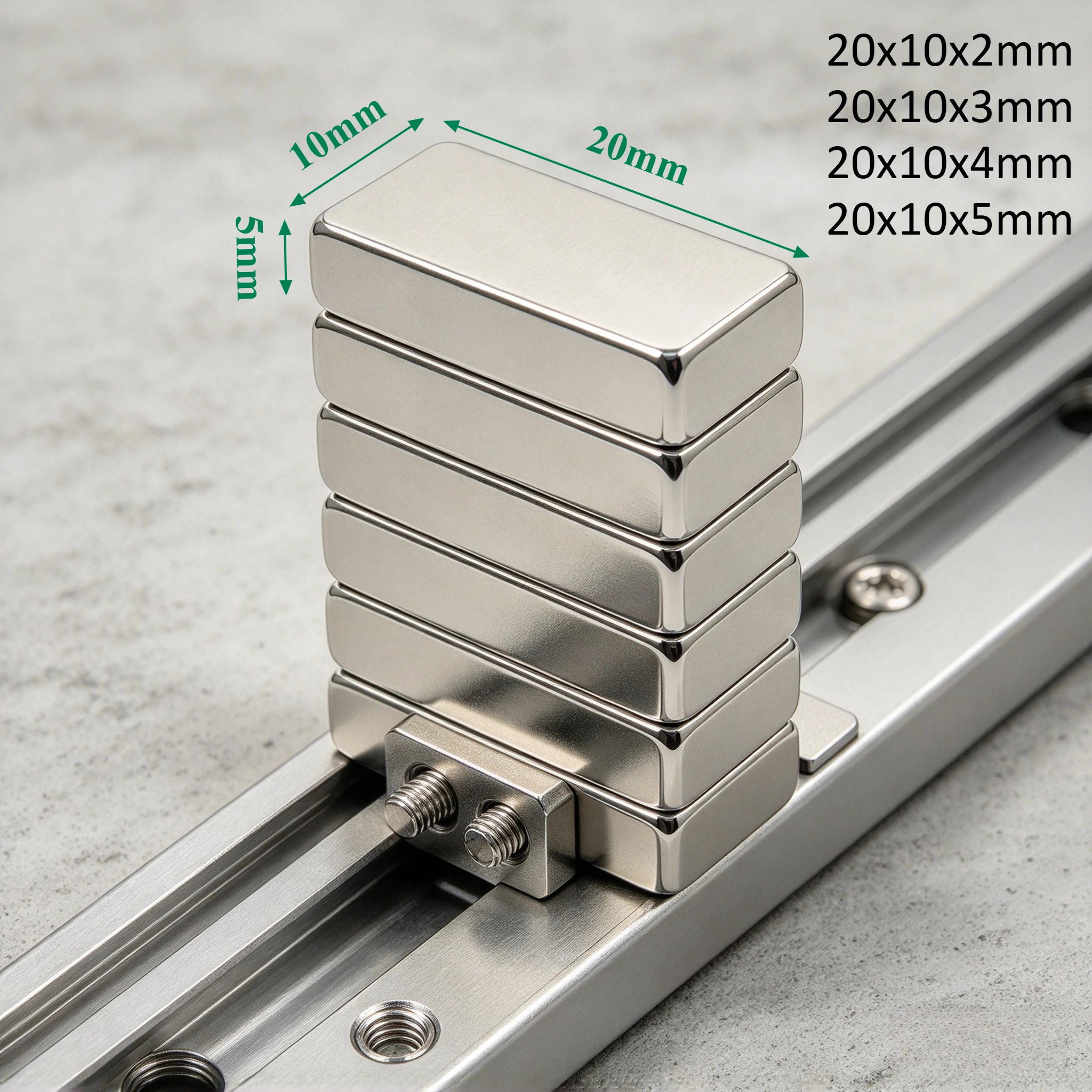 20x10x2mm  20x10x3mm 20x10x4mm 20x10x5mm N35 Neodymium Block Magnet Rare Earth NdFeB Strong Magnet for Hobby DIY