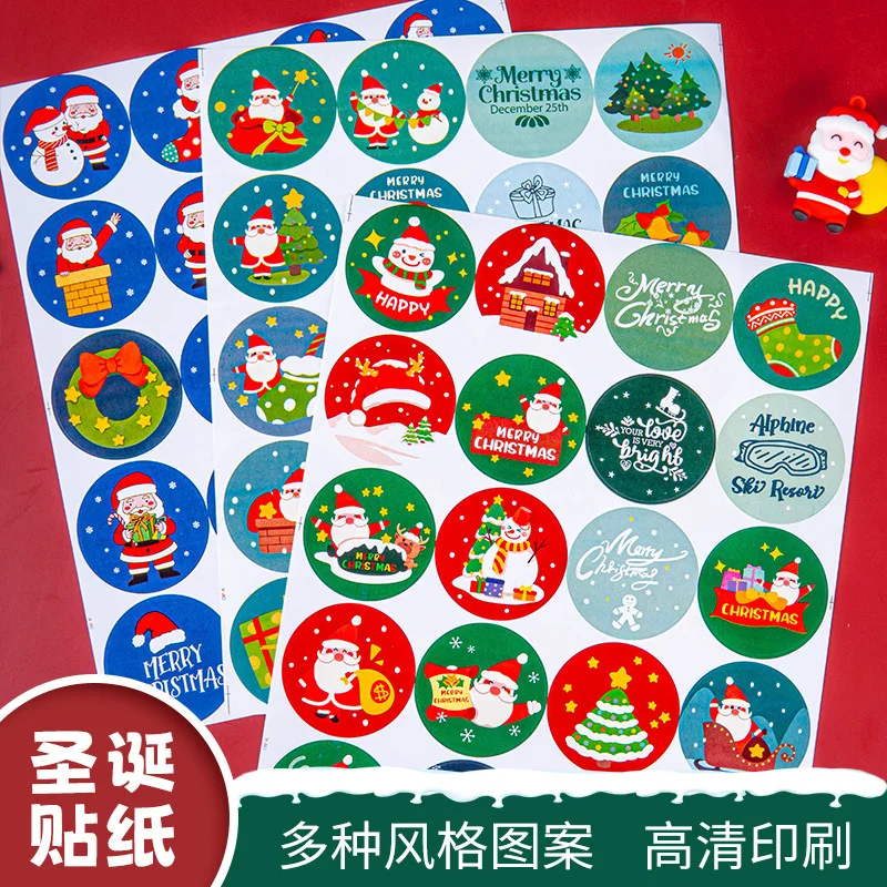 3 Sheets Christmas Countdown Stickers Sealing Labels For Baking Packing Greeting Cards Envelopes Gift Tag DIY Round