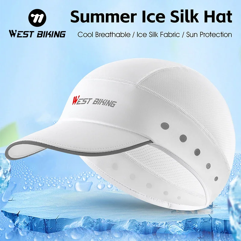 

WEST BIKING Cycling Cap With Brim Ice Silk Men Women Sports Running Fishing Cap Summer Cool Breathable Sunscreen Anti-UV Hat