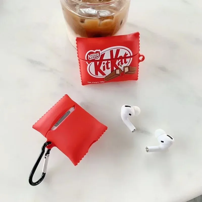 Funda de auriculares de Chocolate con dibujos animados 3D para AirPods 1, 2, 3, funda bonita para auriculares KitKat choc para iPhone, carcasa de silicona para Air Pods Pro
