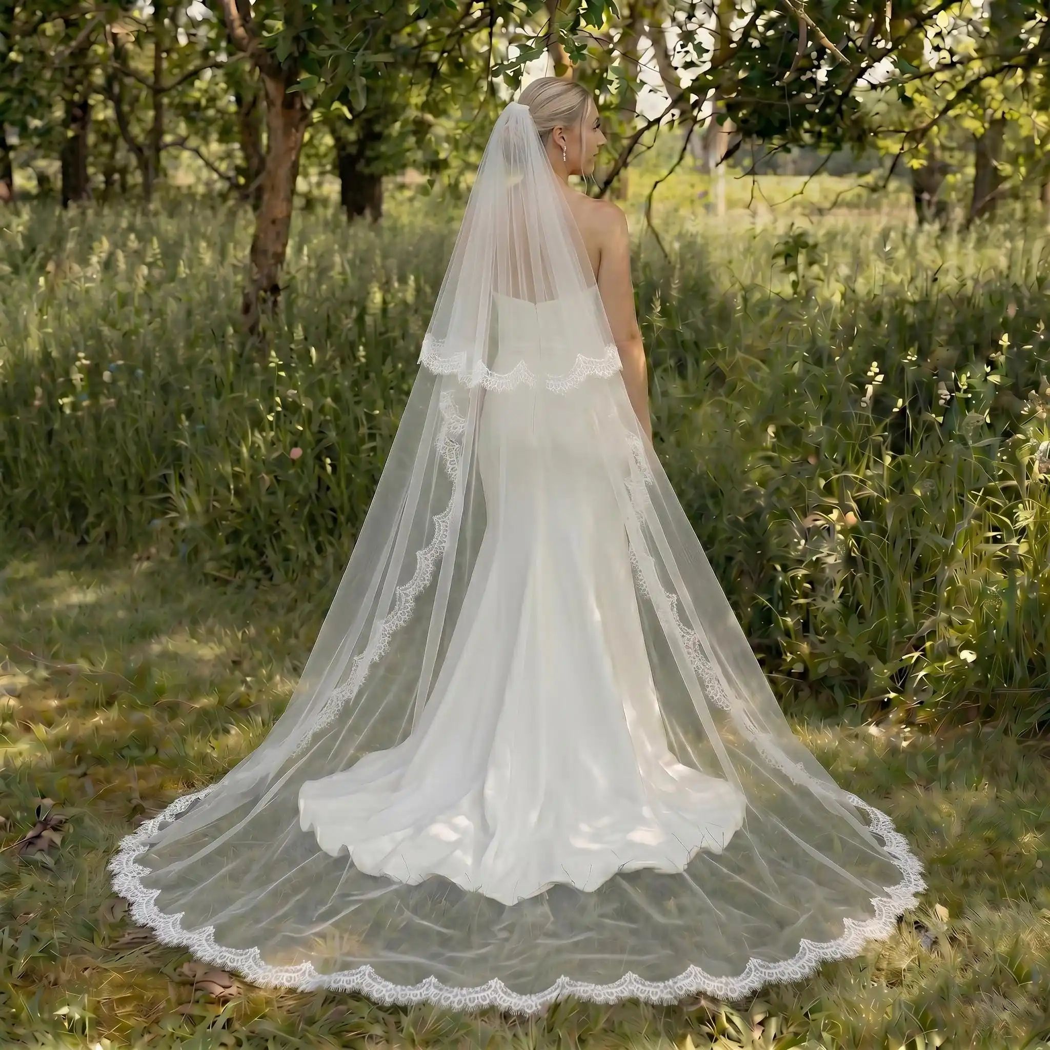 Two Tier Wedding Veil Cathedral Blusher Veil Bride Accessories