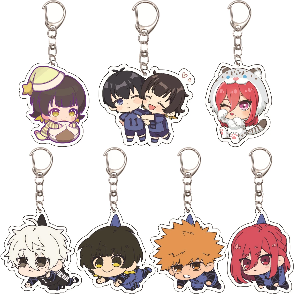 55MM Schlüsselanhänger Anime BLUE LOCK Isagi Yoichi Bachira Meguru Chigiri Hyoma Mikage Reo Nagi Seishiro Acryl-Schlüsselanhänger Niedliche Geschenke