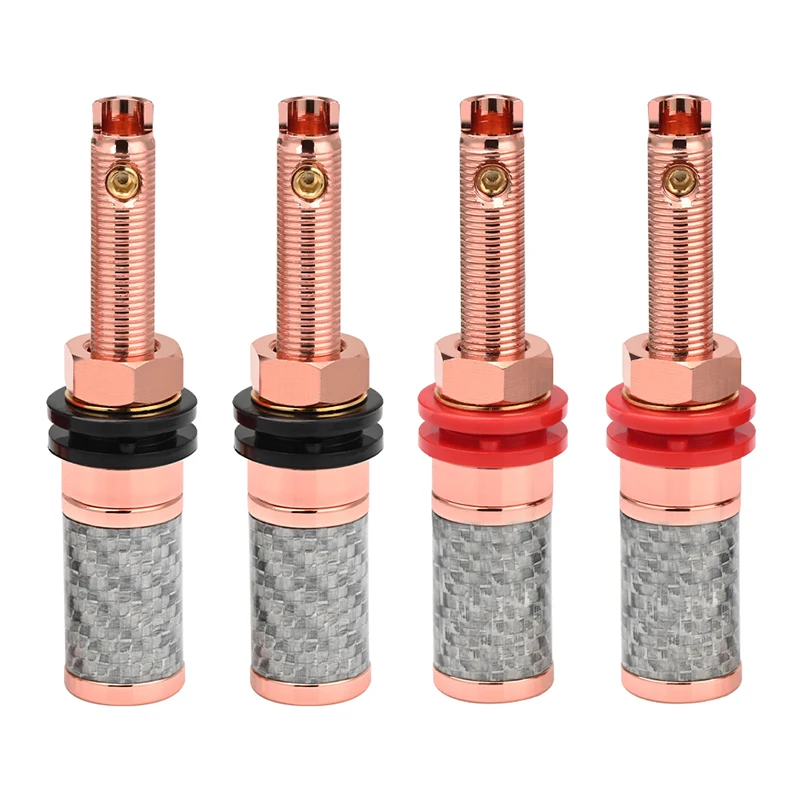 ATAUDIO 4PCS Carbon Fiber Lila Kupfer Bindung Terminals Hallo-end Post Audio Lautsprecher Terminal Solderless Lautsprecher Zubehör DIY Audio 3