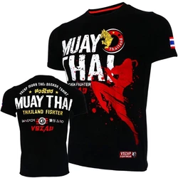 Muay Thai camiseta esportiva para homens e mulheres, roupas fitness, roupas de treino de wrestling, moletom boxe ao ar livre verão