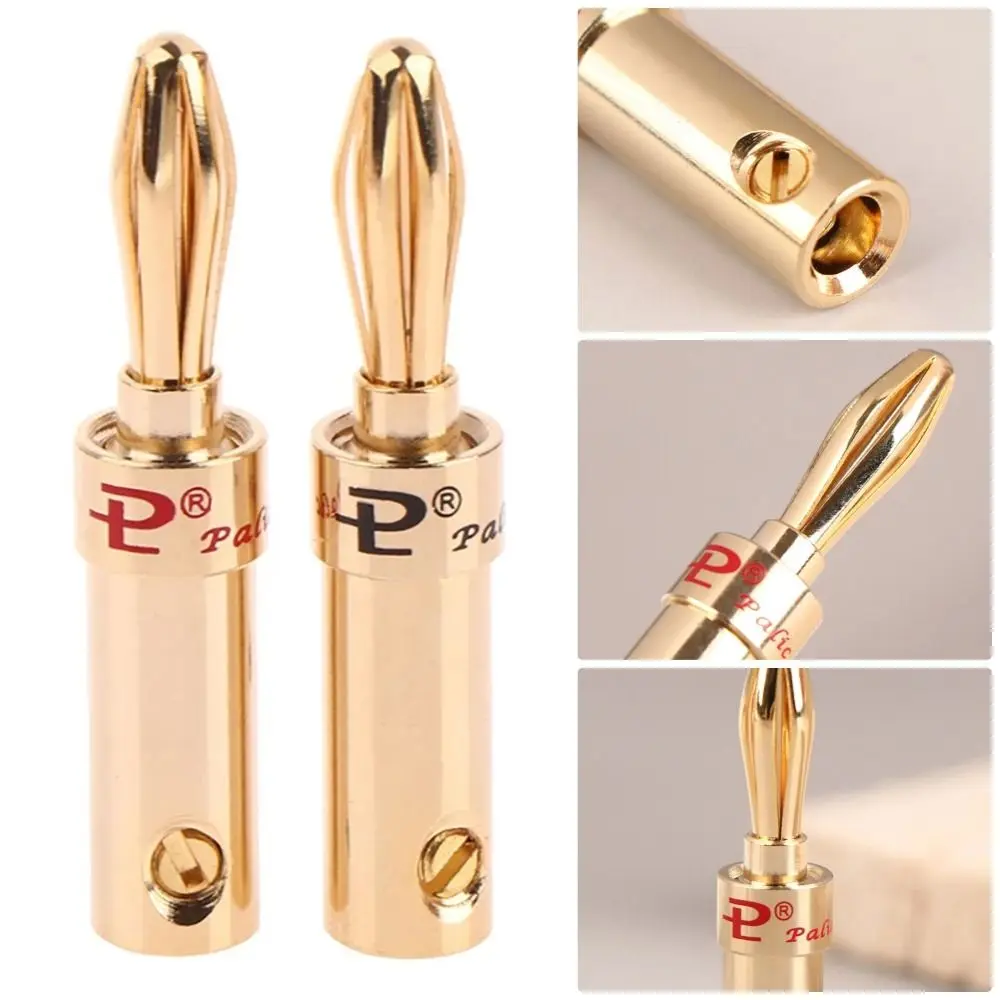 2Pcs Gold-plated Copper Cross Banana Speaker Plug Black Red for Speaker Wire Amplifier Audio Connector Adapter