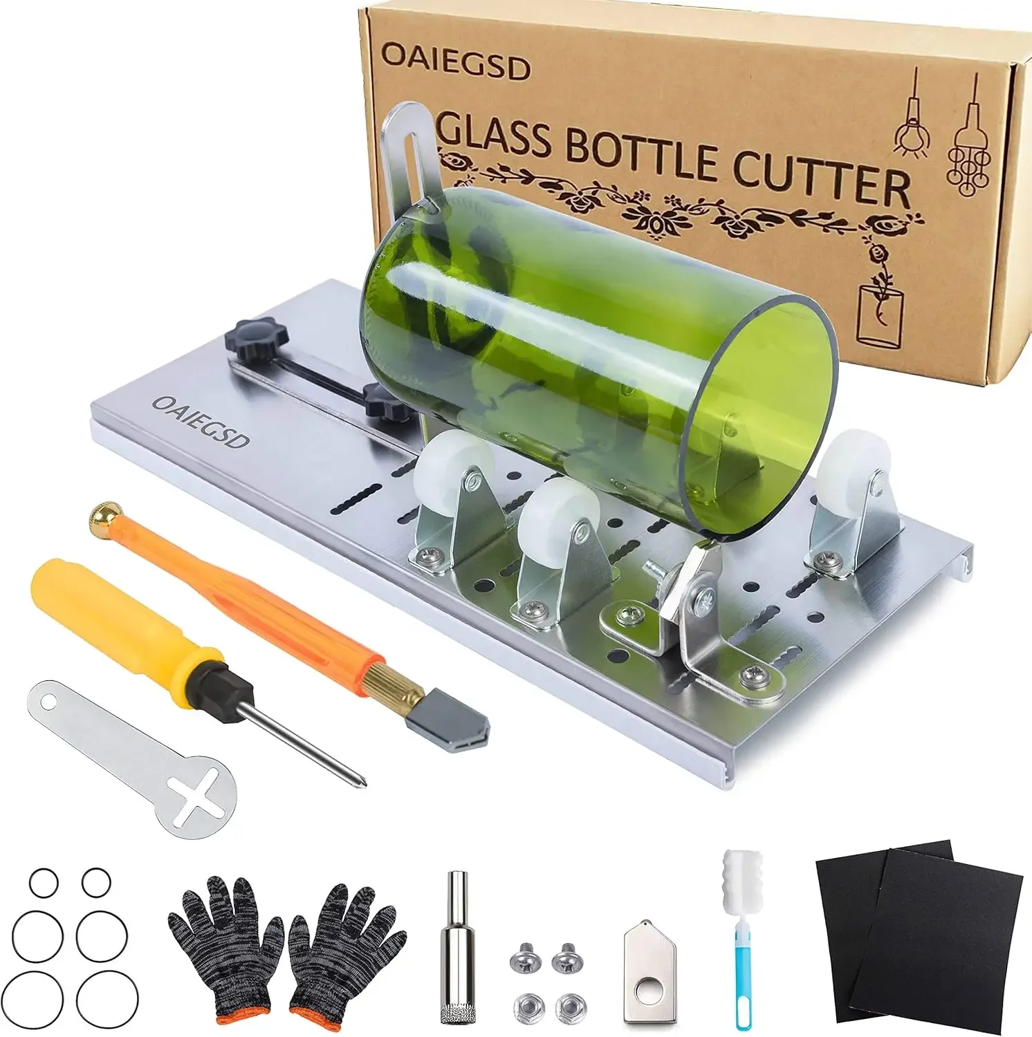 Glass Bottle Cutter Upgraded Bottle Cutting Tool Kit with Safety Gloves for Cutting Wine Beer Champagne Cutter for Round Bottle