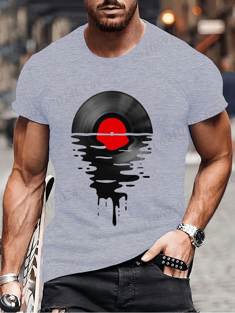 Summer Men's Fashion Clothing Hip Hop Vinyl Record DJ Graphic Tee Shirt Men Casual Streetwear Music Lover Funny Tops T-shirt