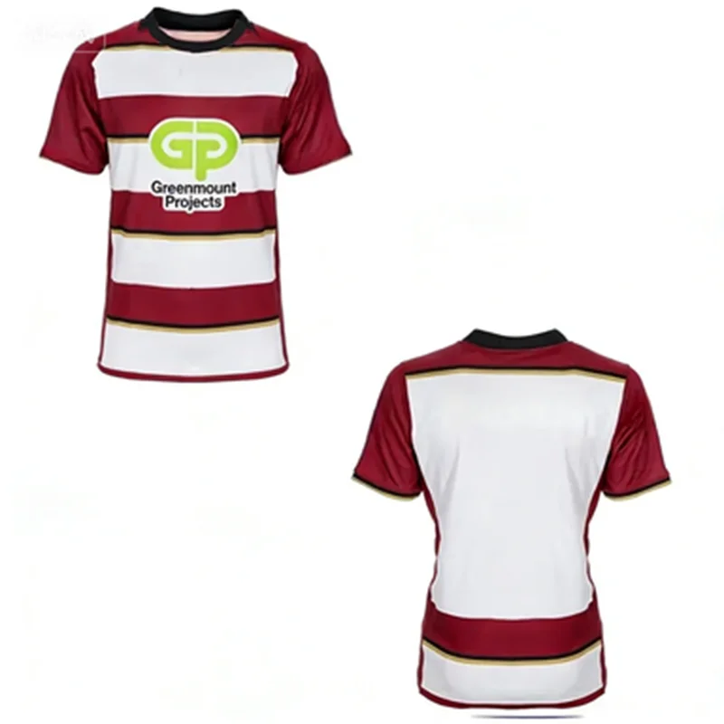VERSÃO DE VENTILADOR DE WIGAN WARRIORS T-SHIRT DE FOOTBALL, JERSEYS DE AJUDA RÁPIDA IMPRESSO 3D PARA ADULTS E NIÑOS