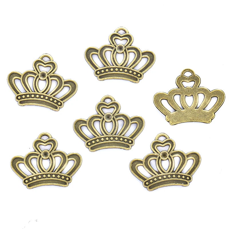 20pcs  3 color crown Charms Necklace Pendant Bracelet Jewelry Making Handmade Crafts diy Supplies 23*18mm 1509