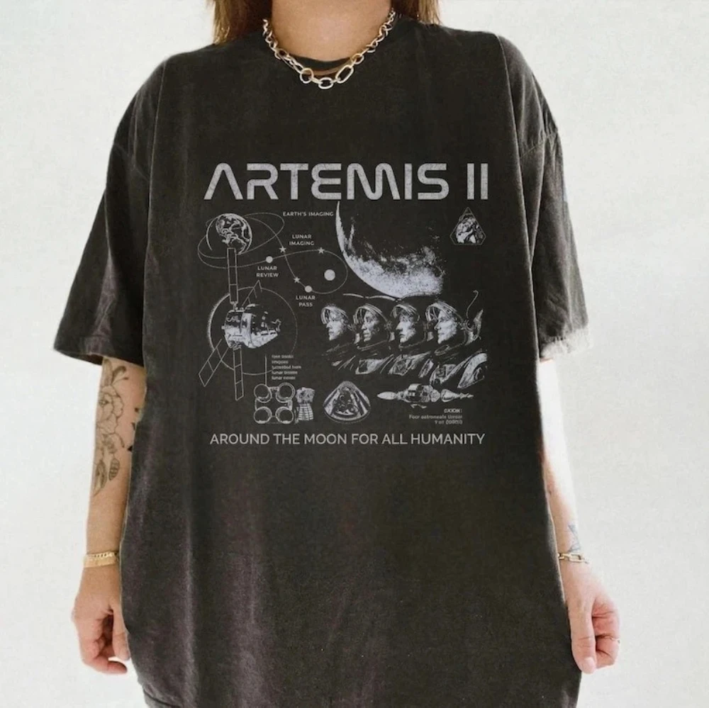 Artemis II rocket launch commemorative T-shirt casual and loose fit pure cotton suitable for couples all year round street style