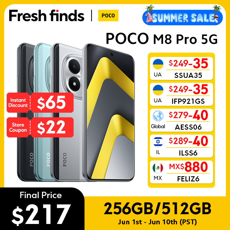  POCO M8 Pro 5G Smartphone Global Version Snapdragon 7s Gen 4 6.83" 1.5K 120Hz display 6500mAh battery 100W NFC