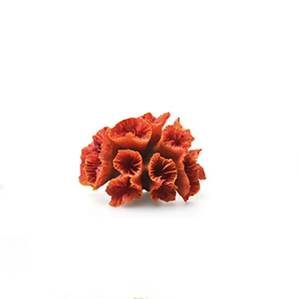 

Artificial Coral Fish Tank Decoration Resin Orange Realistic Aquarium Ornament Underwater Landscape Plant Safe for Fresh Salt
