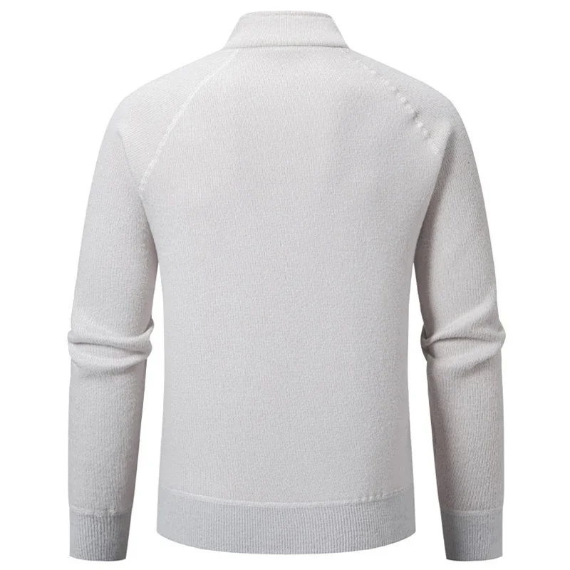 Pull tricoté à col montant pour homme, couleur unie, épais, demi-fermeture éclair, chaud, intelligent, décontracté, mode automne hiver