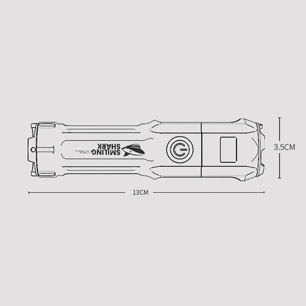 

Rechargeable LED Flashlight Work Searchlight Waterproof USB Zoom Torch Camping Light Multi-function Hiking Tools