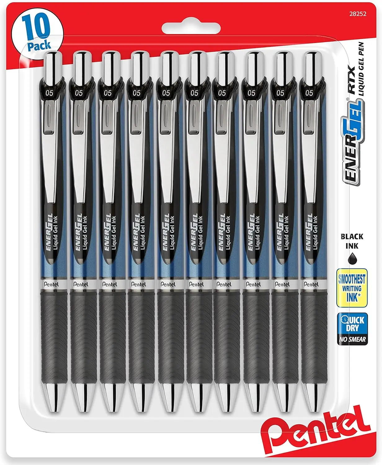 

0.5 mm Black Needle Tip Retractable Pens, Pack of 10 - Smooth Writing for Office & School