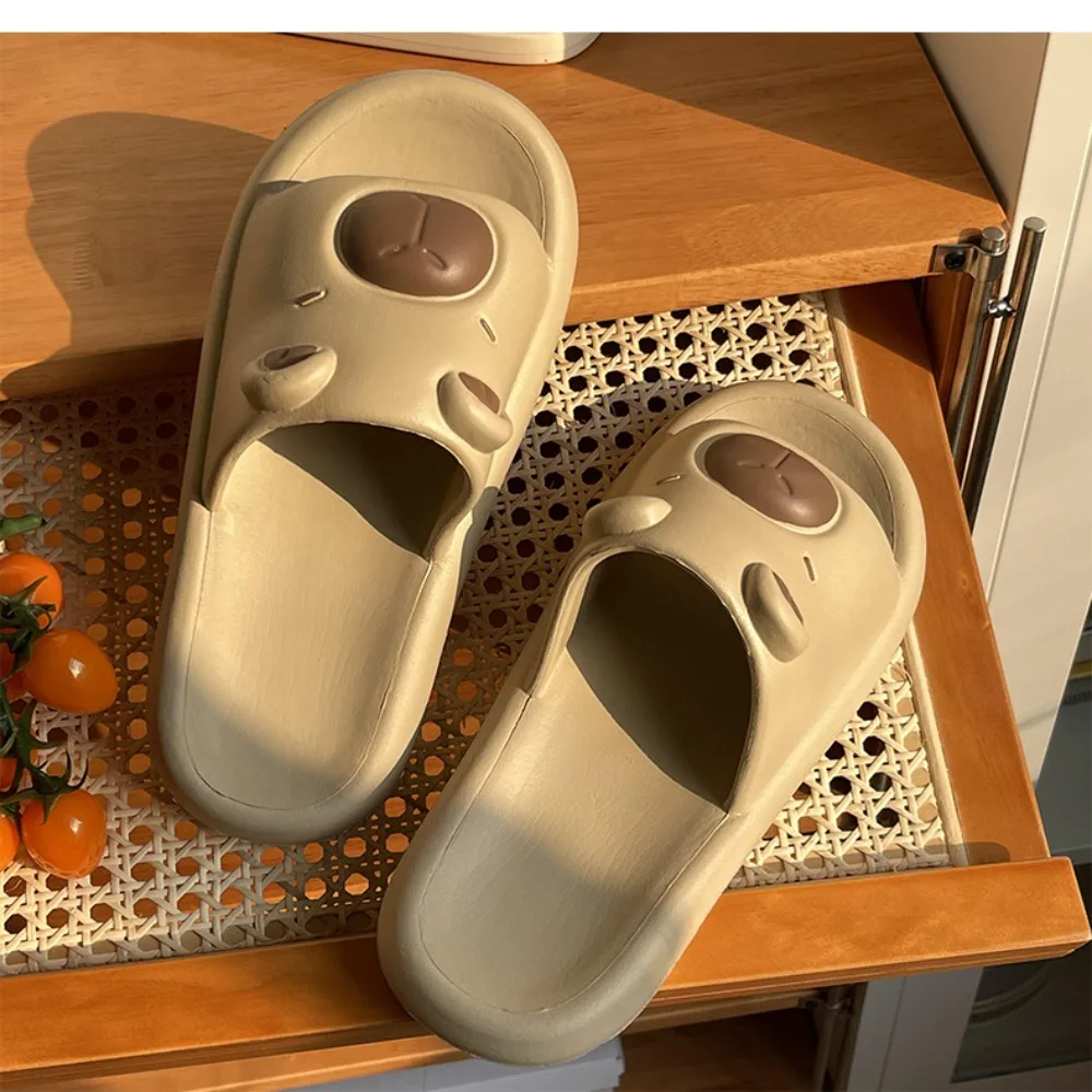 Милые мягкие тапочки с капибарой, домашние сандалии из ЭВА на толстой подошве, утолщенные тапочки с героями мультфильмов на толстой подошве, пара