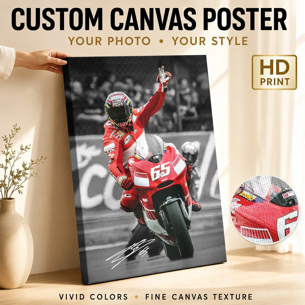 Loris Capirossi MotoGP Canvas Print Poster Custom Modern Aesthetic Canvas Wall Art for Living Room Bedroom Decor Ready to Hang