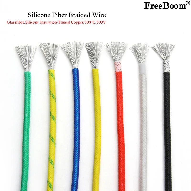 

2/5/10m High Temperature Resistant Silicone Wire 300°C Copper Cable Fiberglass Braided Insulated Warm Floor Heat Element Line