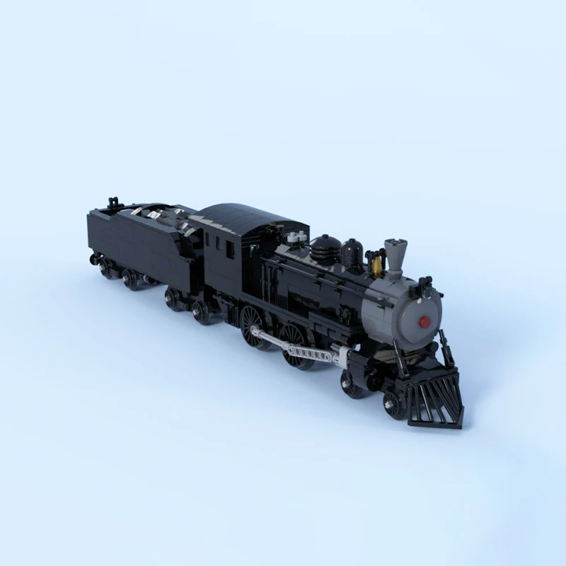 MOC American Railway 4-4-0 Stoommachine Trein v2 Model DIY Bouwsteen Assemblage Technologie Bricks Speelgoed voor Geschenken