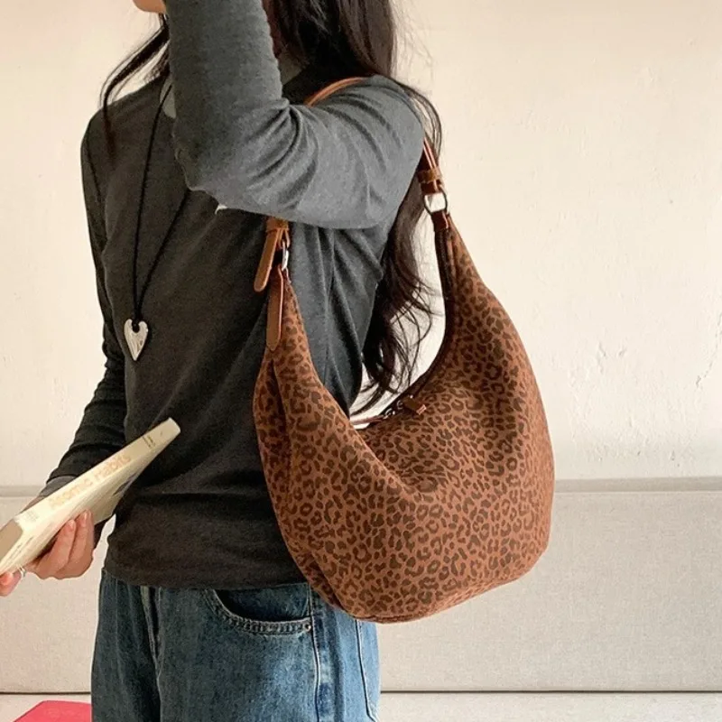 

Женская сумка подмышками с леопардовым принтом, винтажные женские сумки из искусственной замши, женские сумки-бродяги, сумки на плечо, bolsa feminina, сумки-тоут