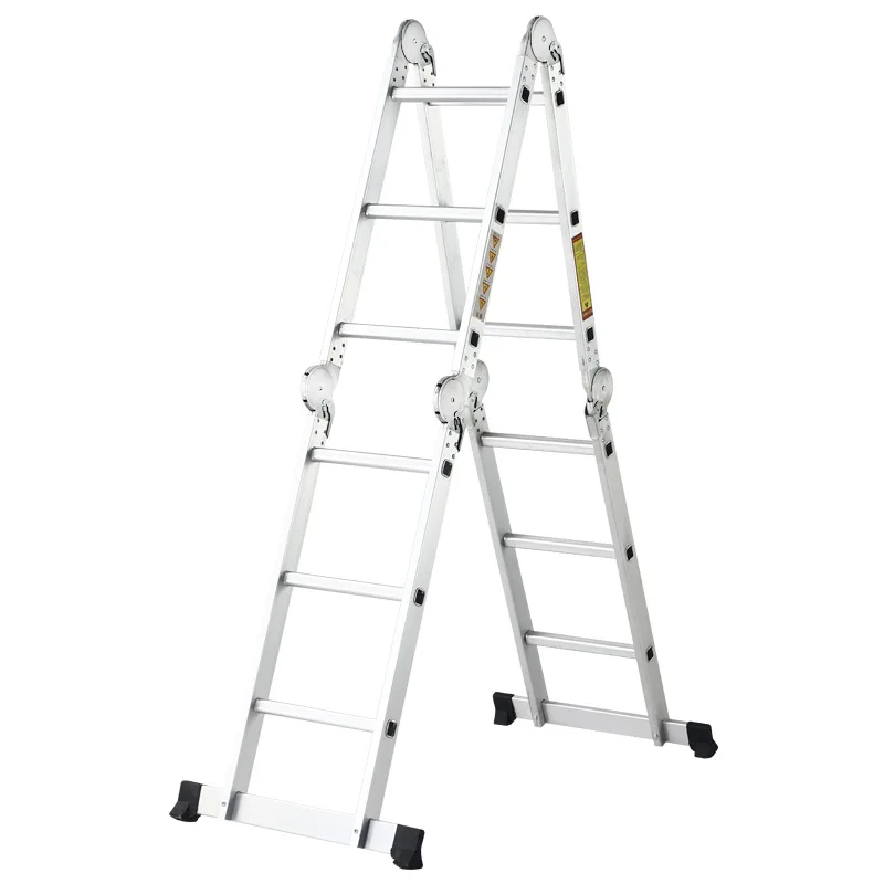 Industrial Aluminum 13-Step Telescopic Loft Ladder Folding Combination Ladders for Outdoor Apartment Use Load Capacity 150kg